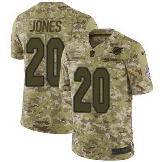 Nike Dolphins #20 Reshad Jones Camo Mens Stitched NFL Limited 2018 Salute To Service Jersey